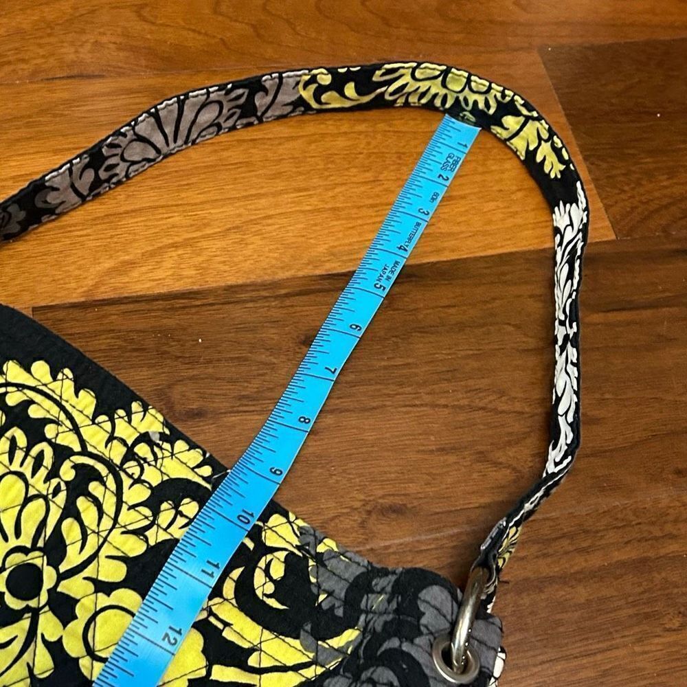 Vera Bradley Baroque Shoulder‎ Bag Purse Black Chartreuse Gray - Picture 6 of 7